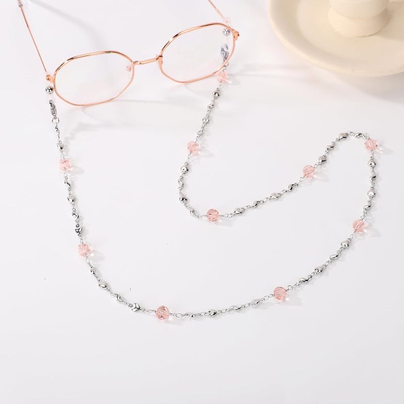 Hongeely Eyeglass Chain Silver Stainless Steel Handmade Necklace for Reading Glasses Sunglass Beaded Chains for Men Women - Image 2